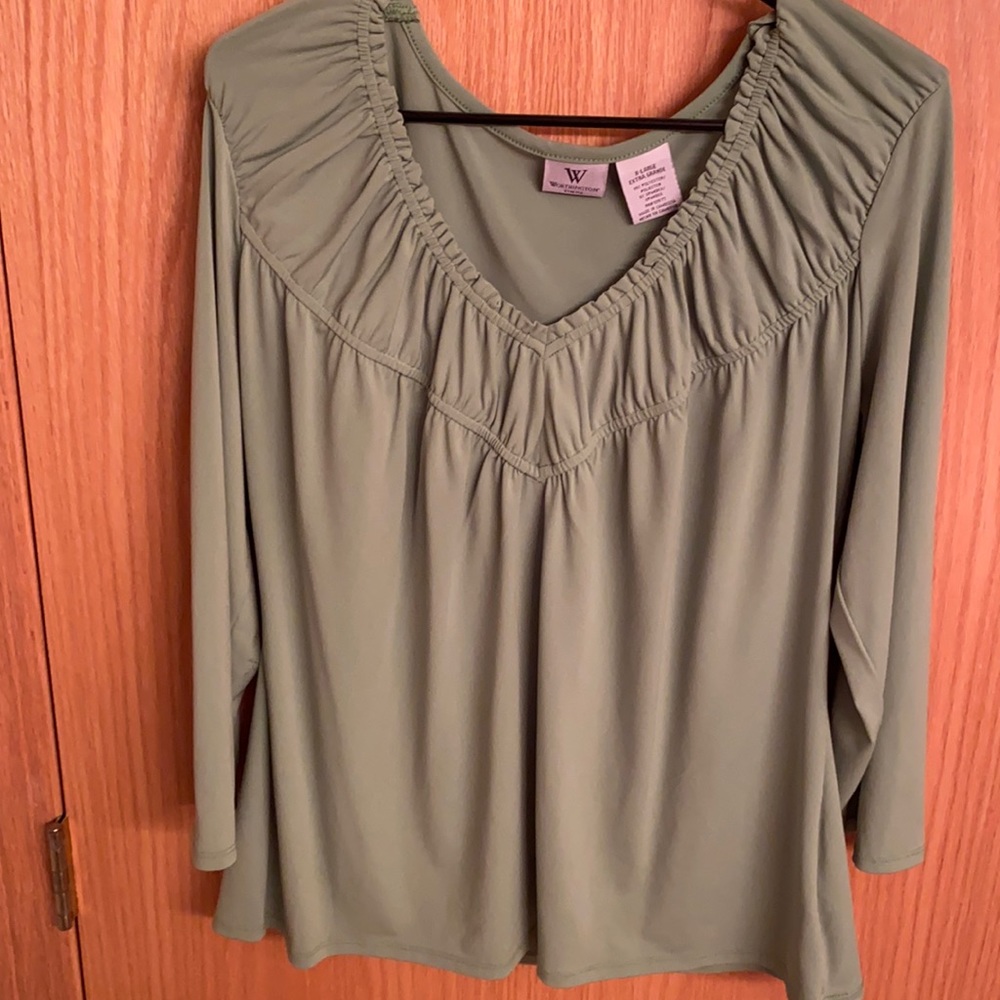 Green XL Stretch top 3/4 sleeve